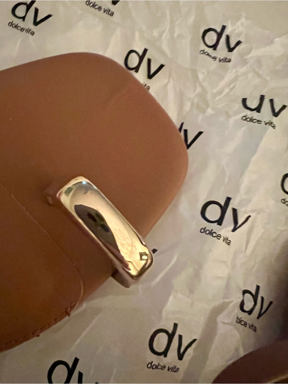 Dolce Vita Square-Toe Block Heel Barely There Mules Gold Accent Toe Ring, S-10 - Picture 8 of 14